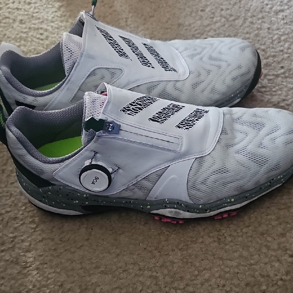 Adidas Gray and Green Golf Shoes
